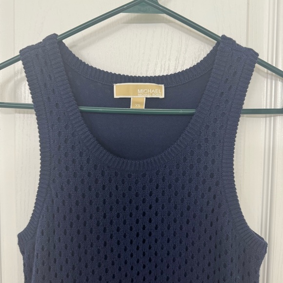 NWOT Navy MICHAEL Michael Kors Knitted Mesh Dress - Picture 2 of 6